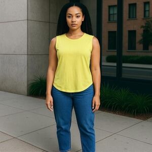 Rachel Zoe Cap Sleeve Yellow Relaxed Tee